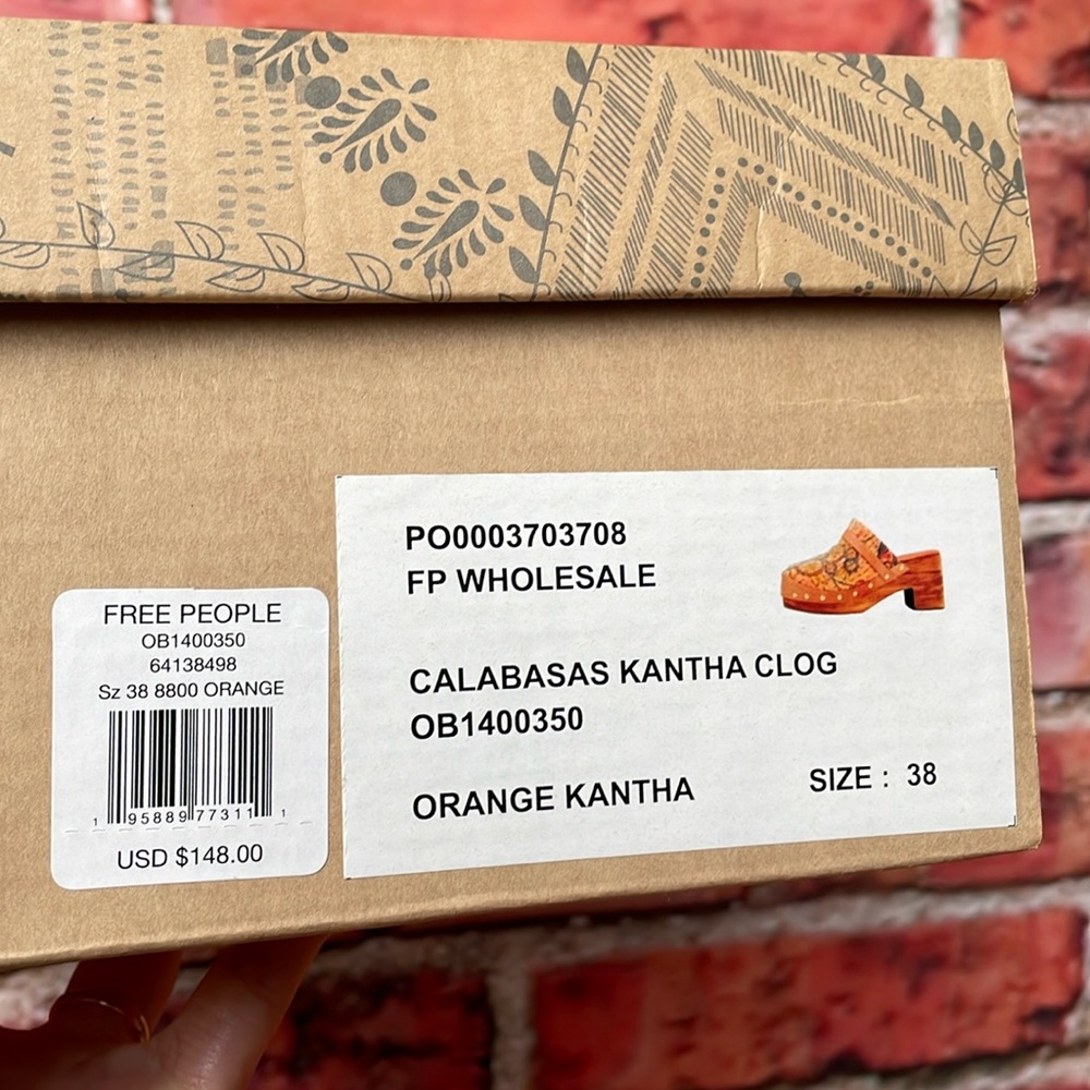 Orange Embroidered Free People Calabasas Kantha Clogs - Picture 15 of 16